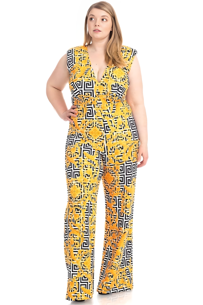 Greek Key Print Formal Jumpsuit