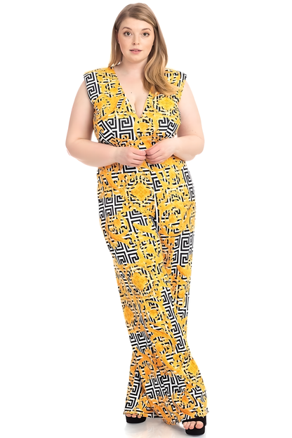 Greek Key Print Formal Jumpsuit