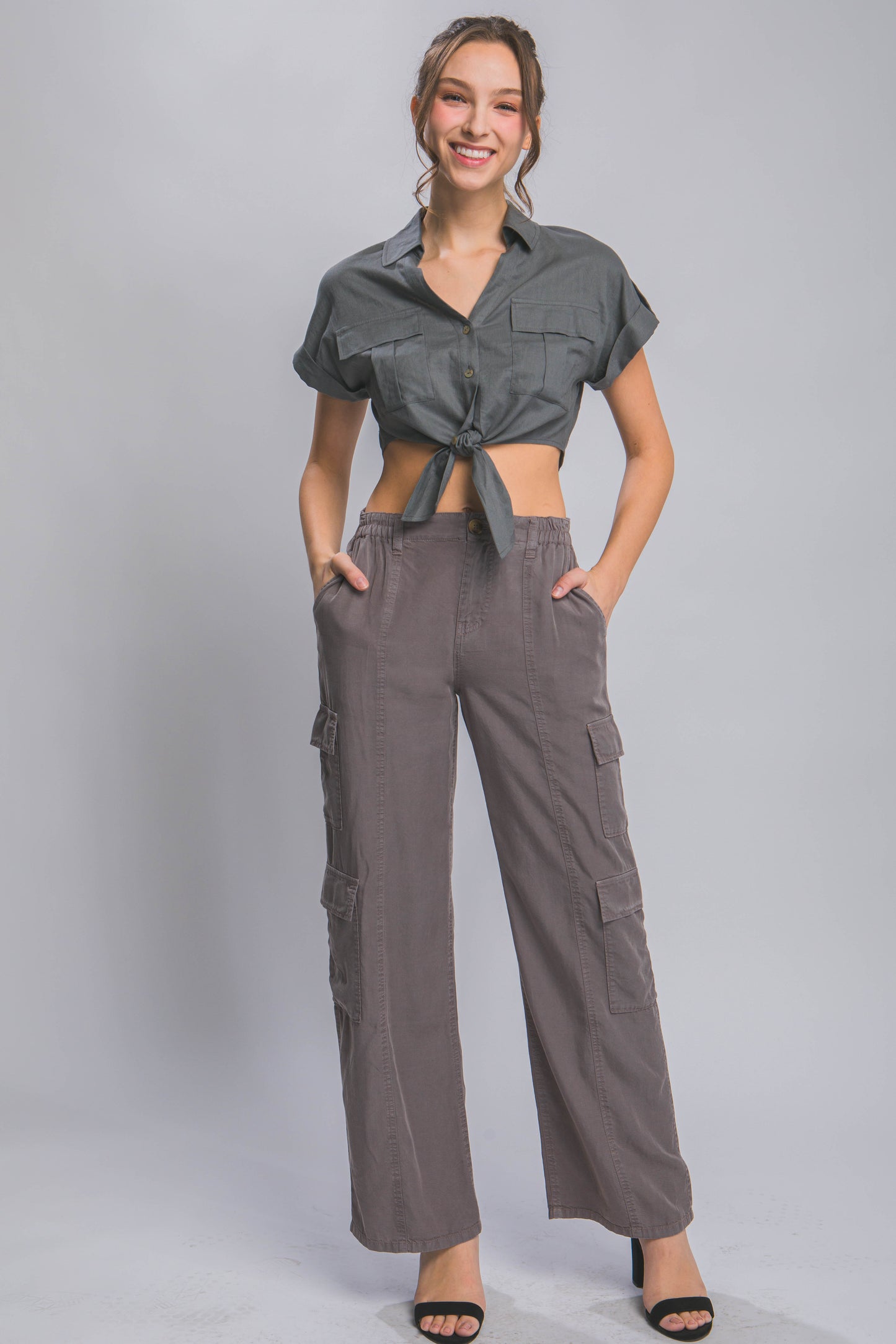 Full-length Tencel Pants With Cargo Pockets