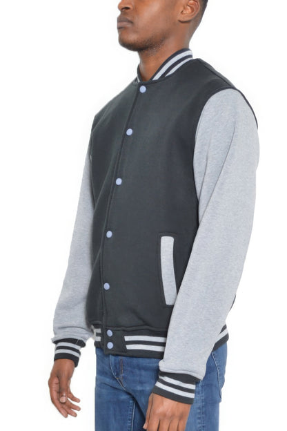 Fleece Snap Button Varsity Jacket™